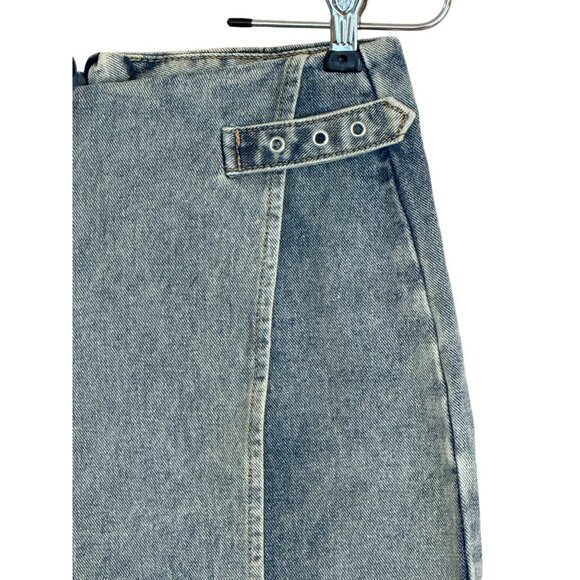 Pretty Little Things Women's Wrap Over Mini Vintage Wash Skirt Size 2 NWT - Picture 4 of 8
